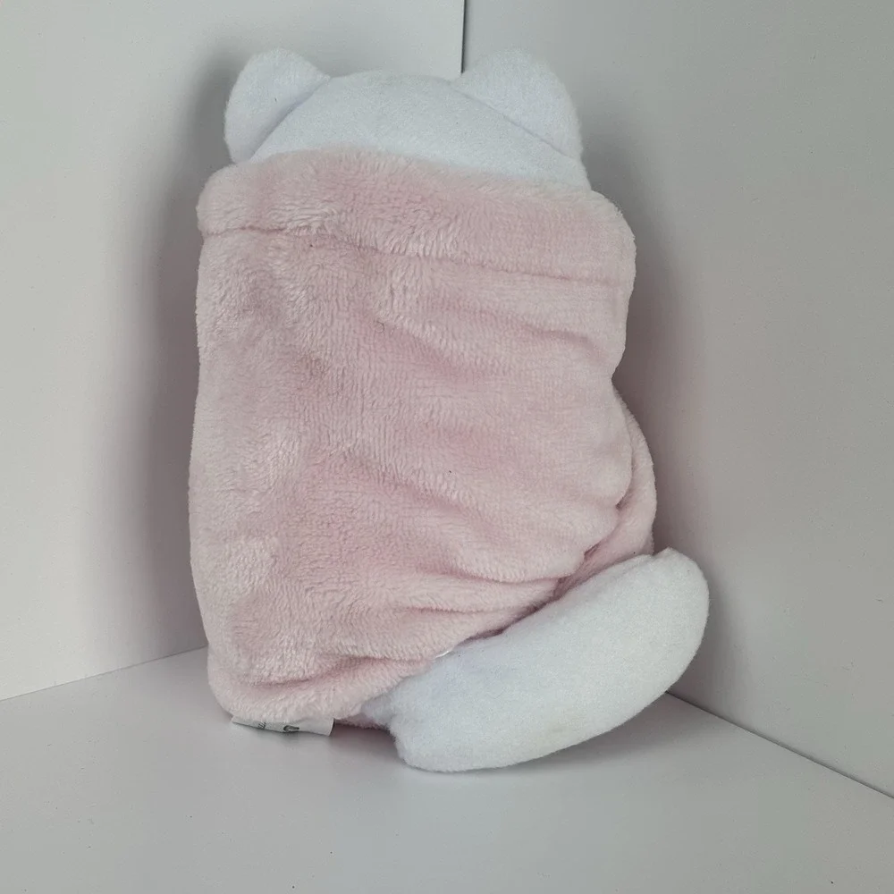 UNCUTE PURRITOS MOCHI WHITE KITTEN BABY WRAPPED IN PINK LOVEY BLANKET PLUSH